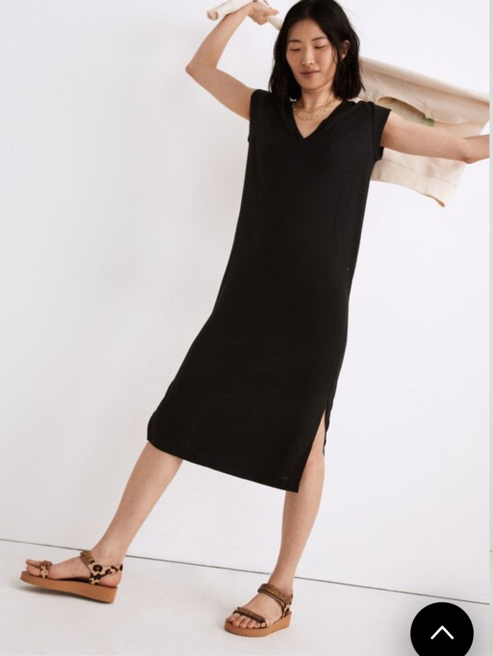 Madewell Black V-Neck Sleeveless Muscle  Dress